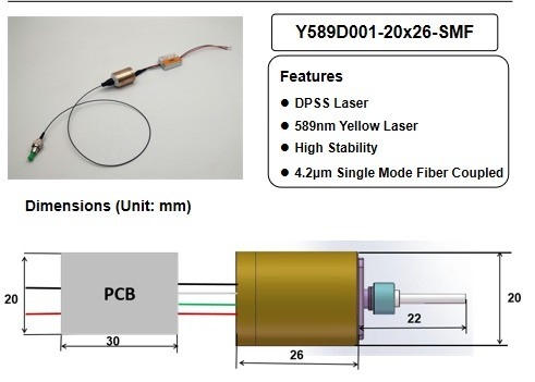 0.2 KG APC Power Type Yellow DPSS Laser voor enkelmodusvezelkoppeling