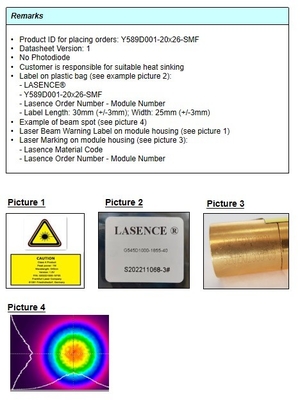 0.2 KG APC Power Type Yellow DPSS Laser voor enkelmodusvezelkoppeling
