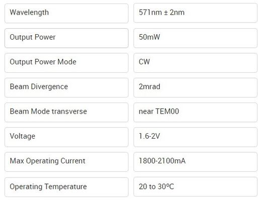 Geel 571nm lasermodule DPSS Laser 50mW 571nm voor industriële toepassingen
