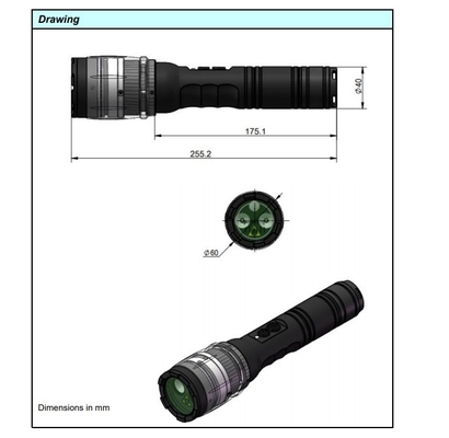 Gepersonaliseerde laser fakkel Wit en groen straal flitslicht met verstelbare straal grootte 15cm