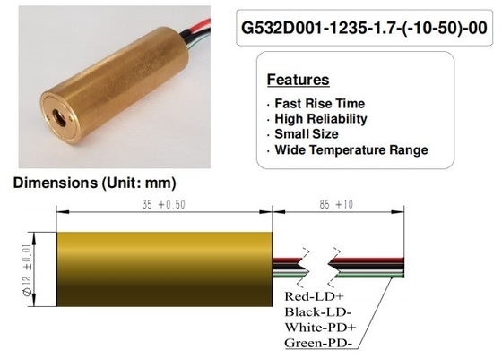 Lange levensduur MTTF bij 25C 5000 Groene lasermodule Perfect voor lasergravering